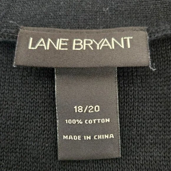 Lane Bryant Womens Black Knit Cardigan Size 18/20 100% Cotton Long Sleeve Button - Picture 6 of 7